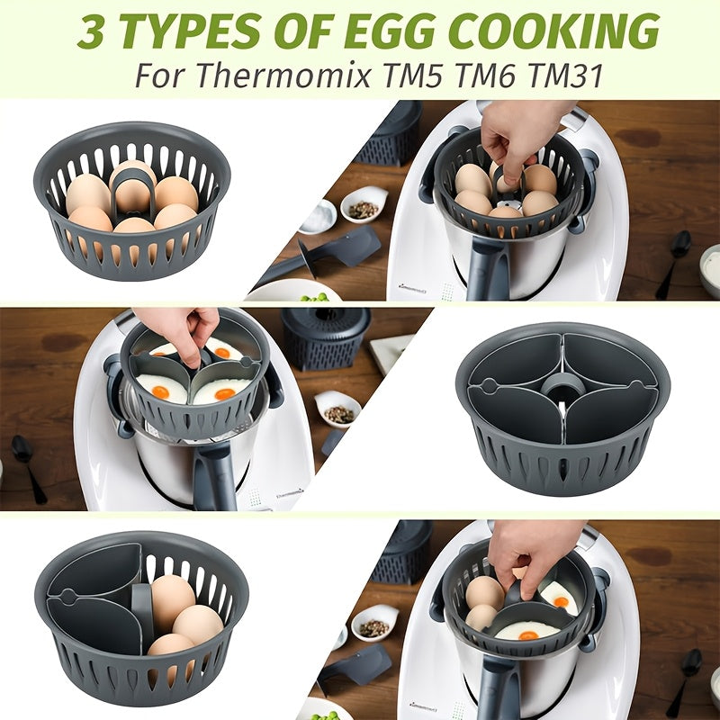 Egg Poacher and Holder for Steamed Eggs, 2-in-1 Thermomix Accessories, PC Material