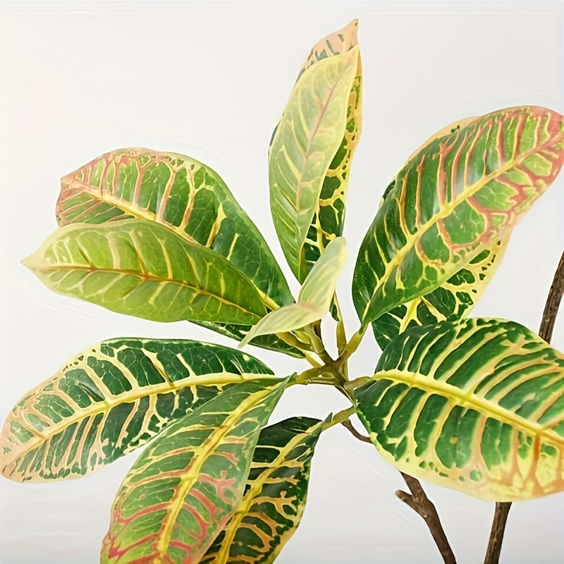 Artificial Croton Plant with Variegated Leaves for Home Decor