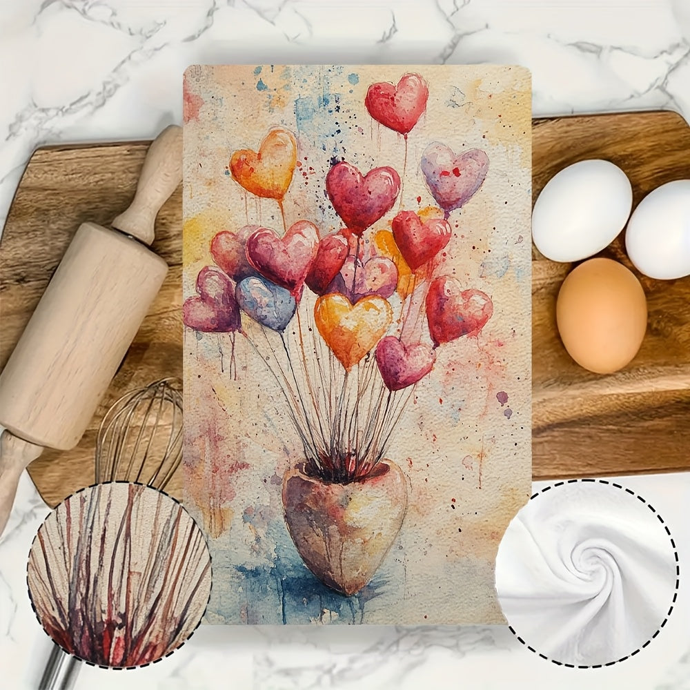 Valentine's Day mavzusidagi 2 dona ultra yumshoq oshxona sochiqlari, bayram bezaklari uchun yuqori singdiruvchi. Mashinada yuvish mumkin va o'lchami 16x24 dyuym. Mahsulot kodi: 2KYSYS1217664.