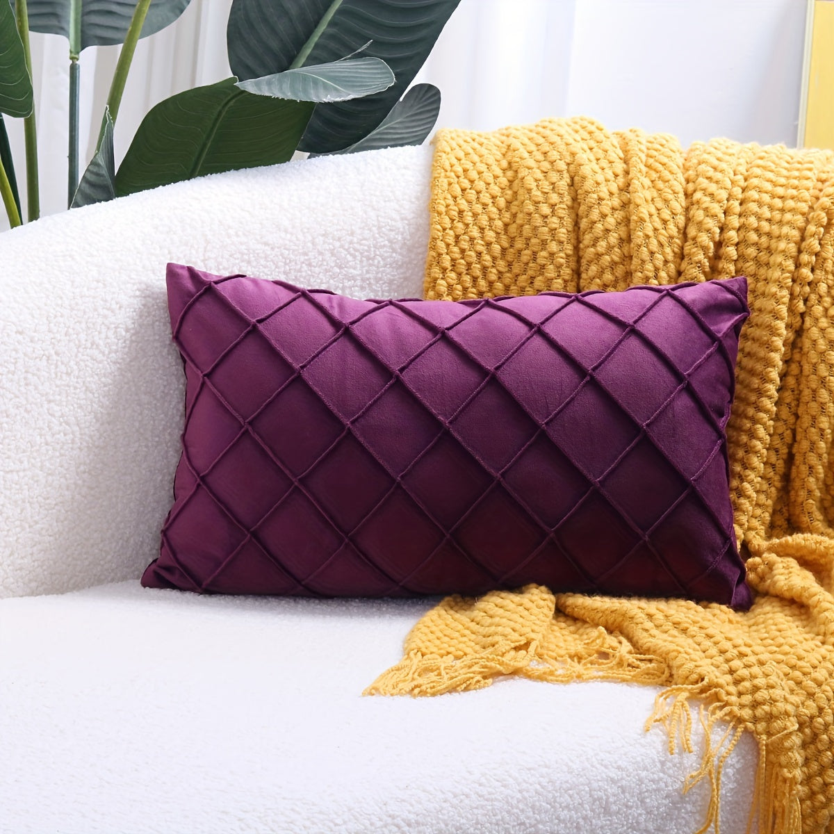 Argyle Polyester Velvet Throw Pillow Cover for Sofa Couch Living Room Decor