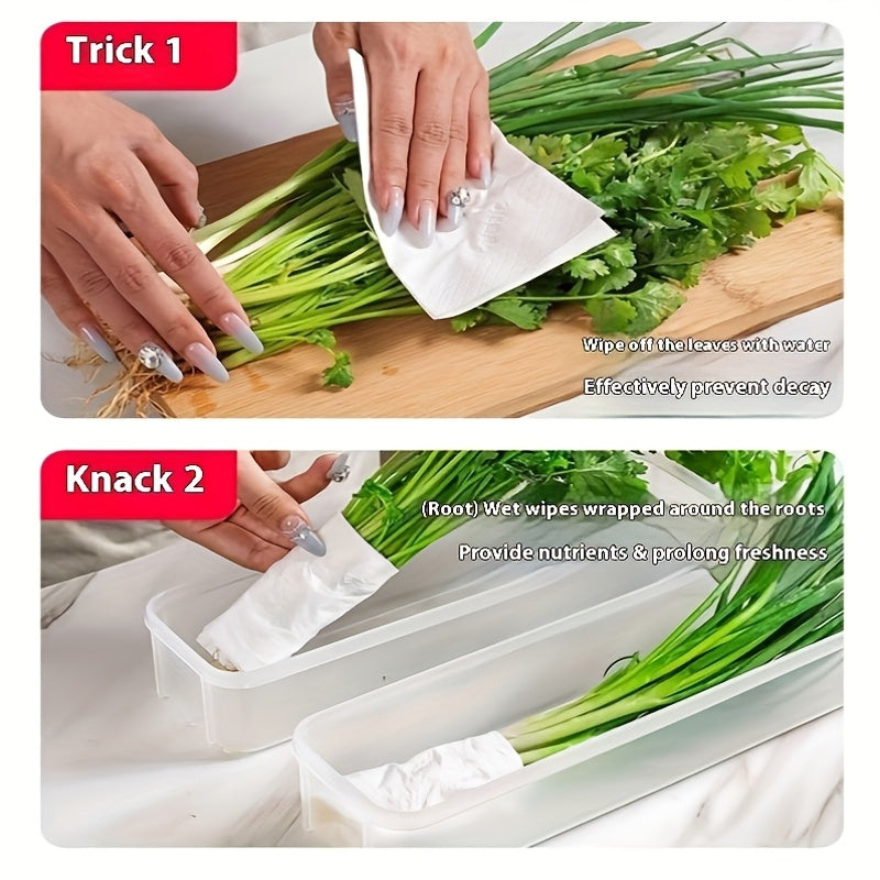 2-Pack Reusable Plastic Kitchen Storage Boxes for Vegetables Herbs Eggs