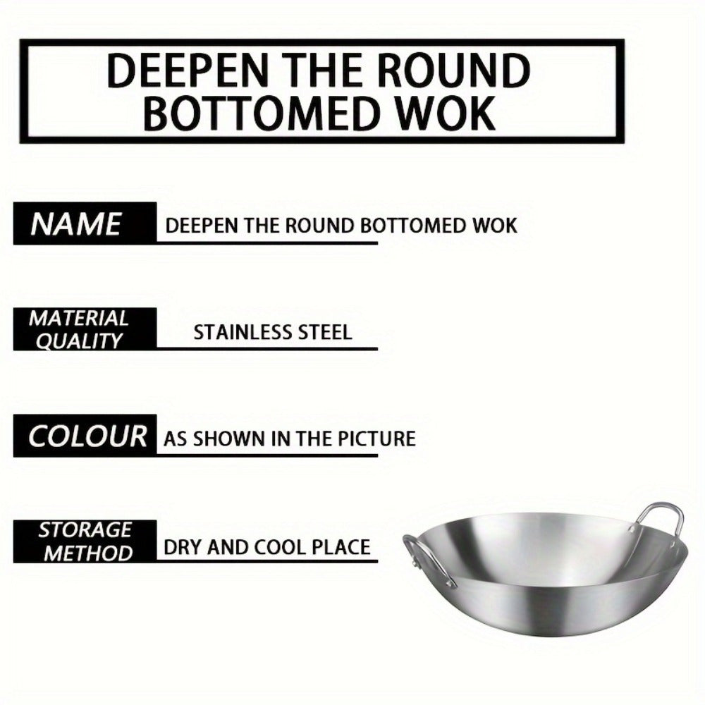 40 см нержавеющая сталь Вок с двойными ручками для коммерческого и домашнего использования
