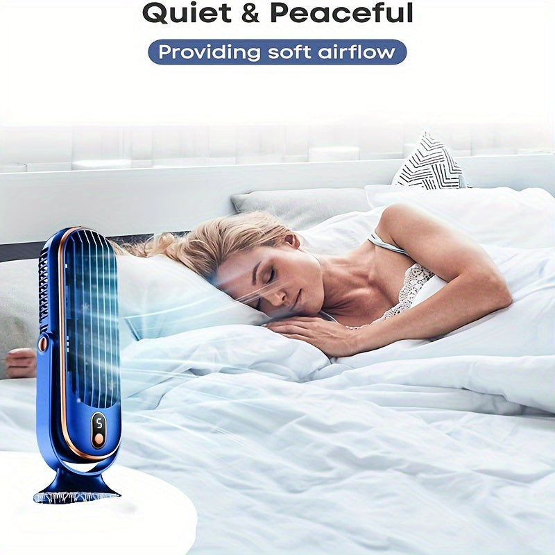 Portativ USB qayta to'ldiriladigan stol ventilyatori 5 tezlikli, kichik o'lchamli, ichki va tashqi foydalanish uchun