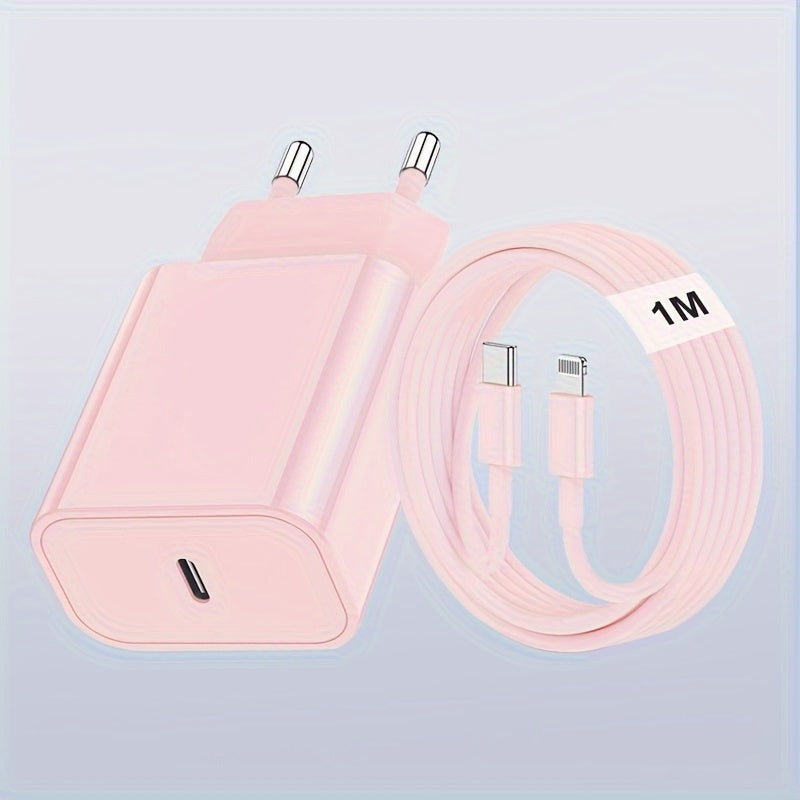 iPhone, iPad, Android uchun 10W USB-C zaryadlovchi, Yevropa rozetkasi, pushti