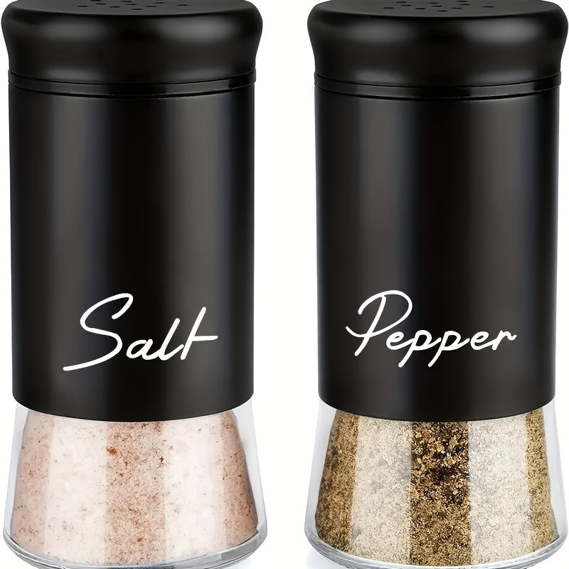 Glass Bottom Salt and Pepper Shakers Set with Stainless Steel Lids 2-Pack
