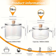 Katta hajmli borosilikat shisha saqlash konteyneri sho'rva va ovqat uchun