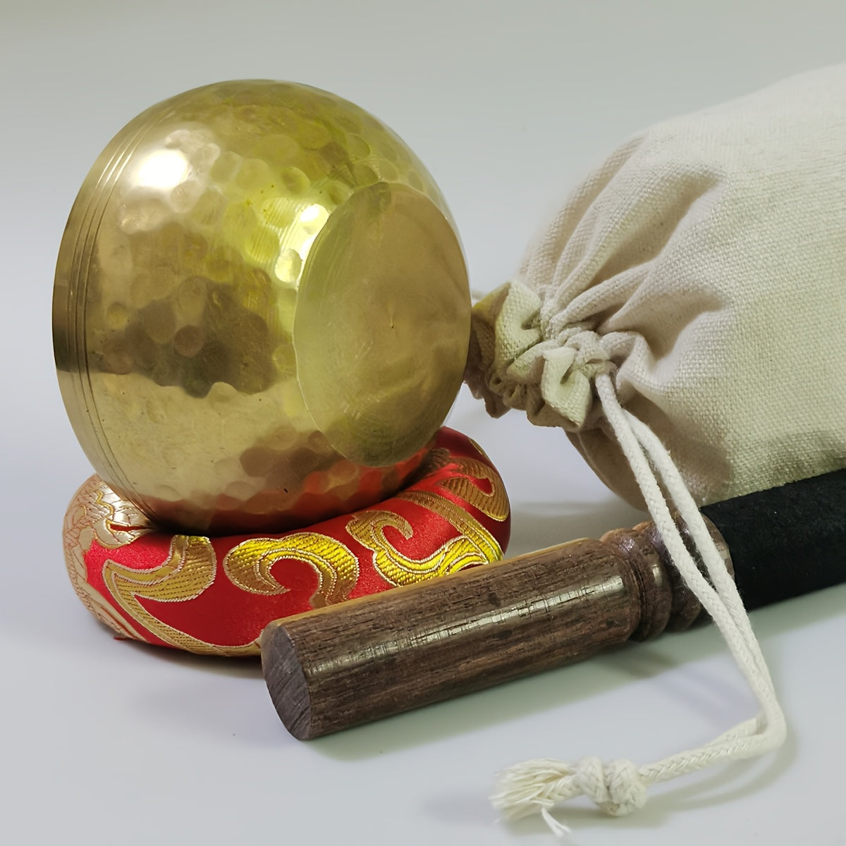 3.15 dyuymli ovozli chashka meditatsiya yoga uchun aksessuarlar bilan qora, sariq, oltin