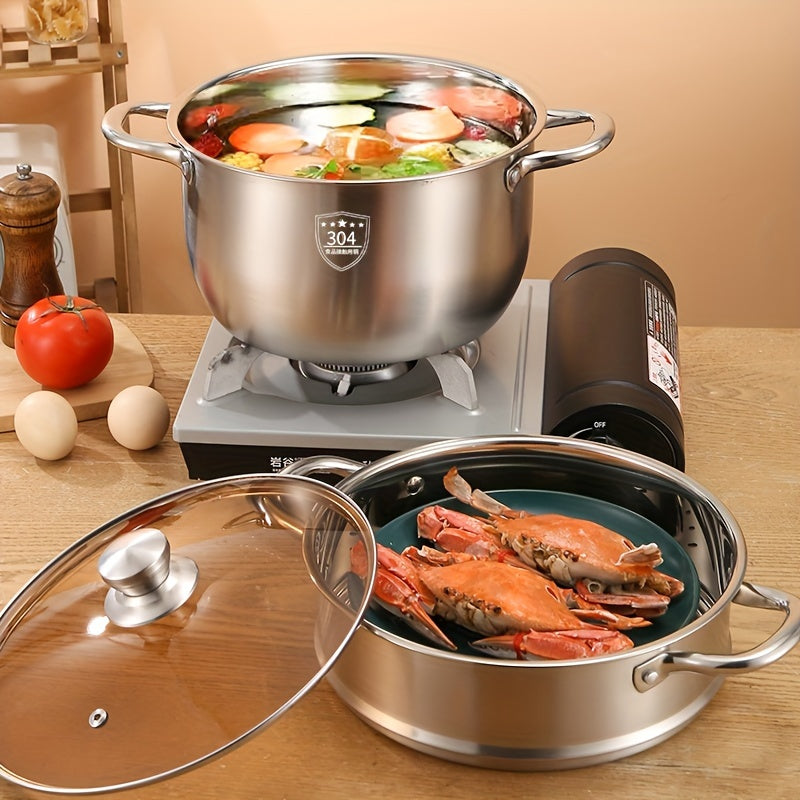 Vaporera de acero inoxidable 304 con tapa, de múltiples capas, para cocinar en estufas de gas o eléctricas