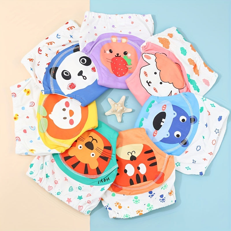 Kids Cotton Training Pants with Cartoon Animals Breathable Washable 6-Layer Gauze