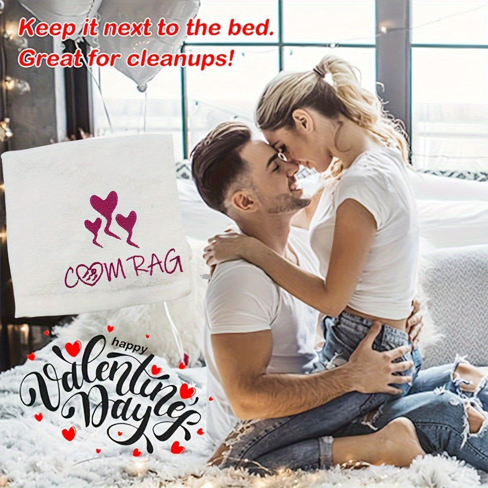 Romantic Embroidered Cotton Towel for Couples Heart Design Soft Absorbent Gift