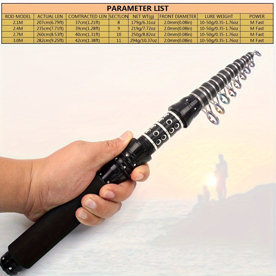 Carbon Fiber Telescopic Fishing Rod 2.1m-3.0m for Carp Bass Sea Fishing