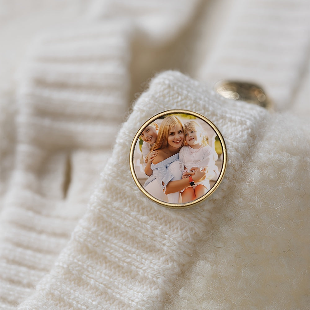 Set of 10 Customizable Metal Cufflinks and Badge Buttons in Various Shapes for Gifts