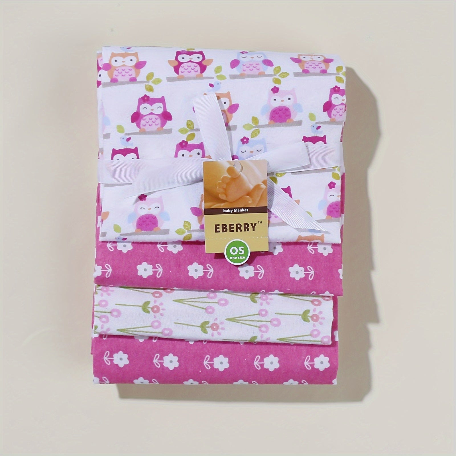 Baby Cotton Blankets Set of 4 for Newborns and Infants Soft Cartoon Prints Gift for Baby Shower Christmas Thanksgiving Valentine