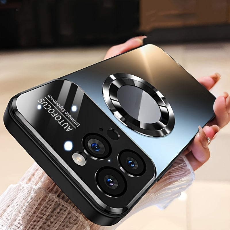 Matte Titanium Phone Case for iPhone with Magnetic Wireless Charging and Shockproof Camera Lens Protection