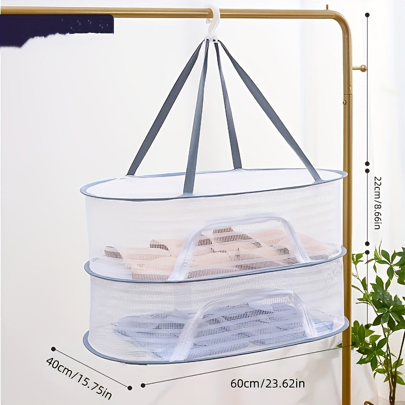 Foldable Mesh Drying Rack with Zipper for Food Dehydration 1-3 Tier Fruit Vegetable Herbs