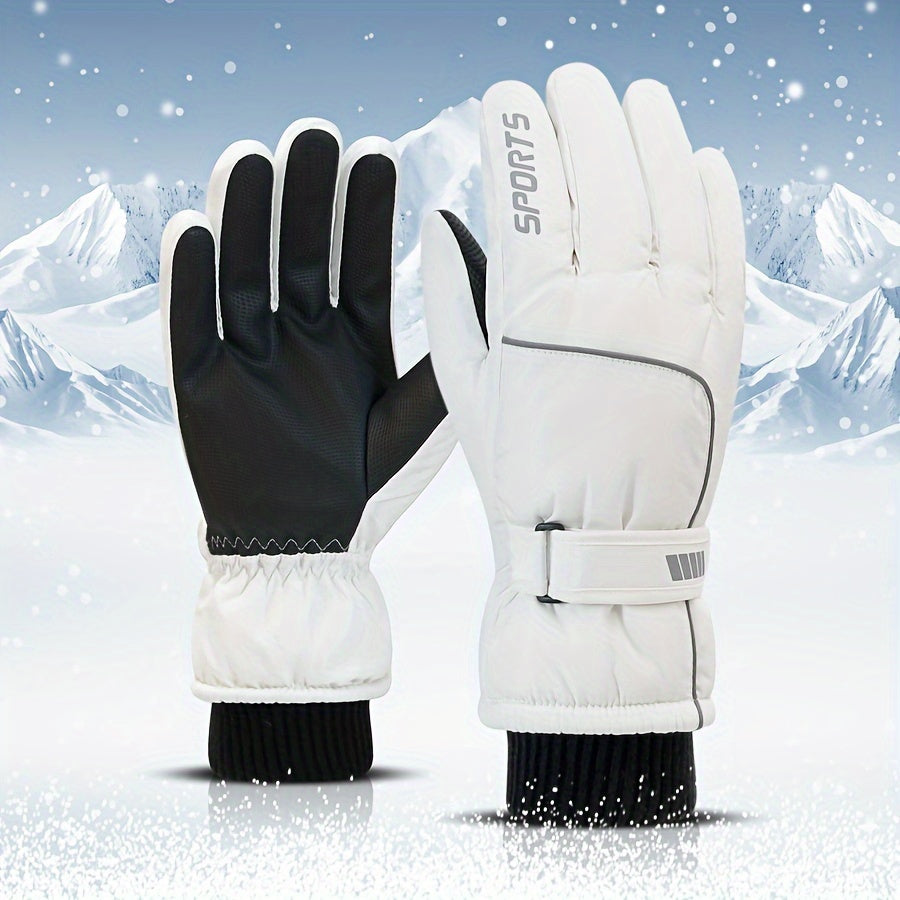 Winter Ski Gloves Touchscreen Compatible Waterproof Windproof Fleece Lined Anti-Slip Grip