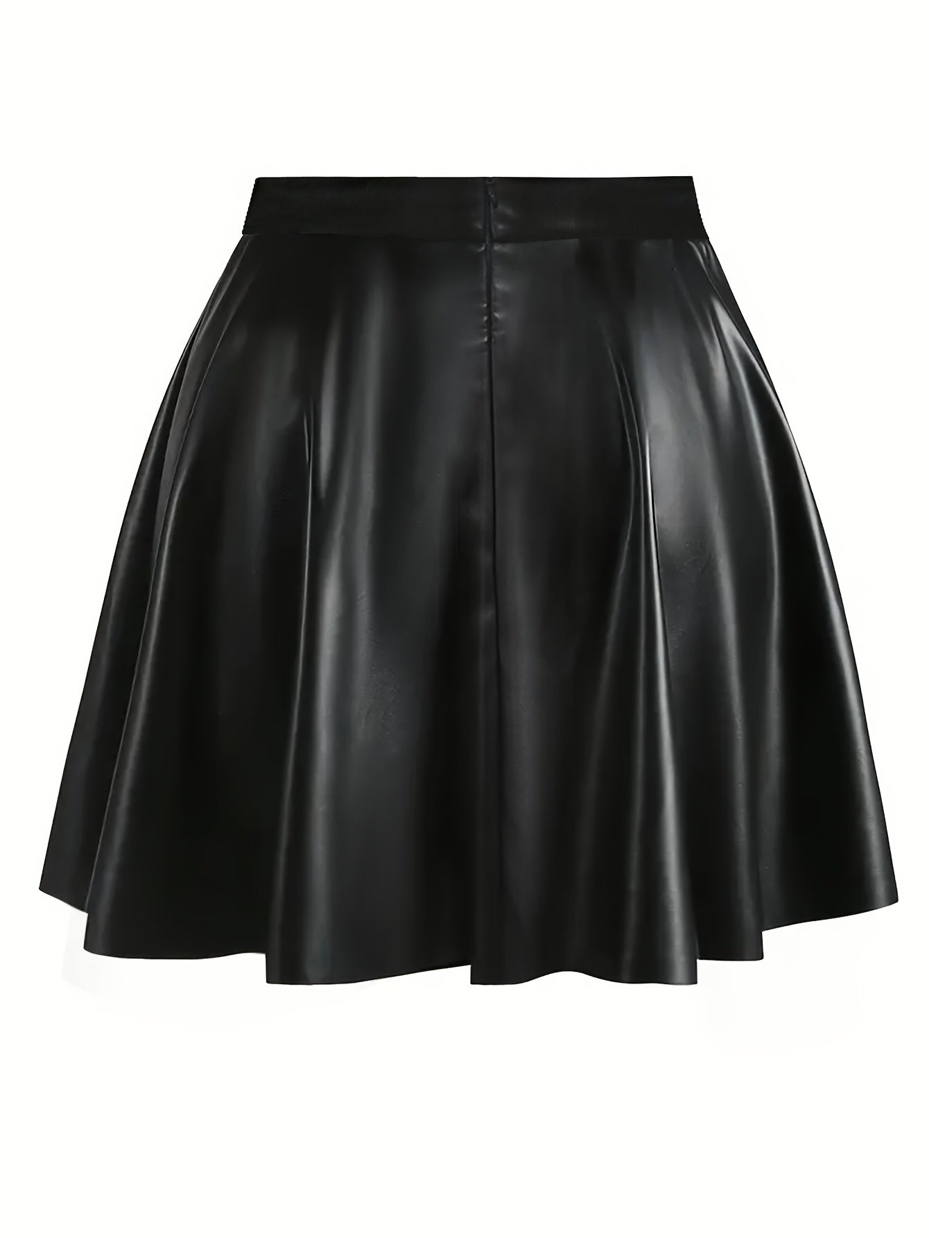 Women's Faux Leather High Waist Pleated Midi Skirt Plus Size