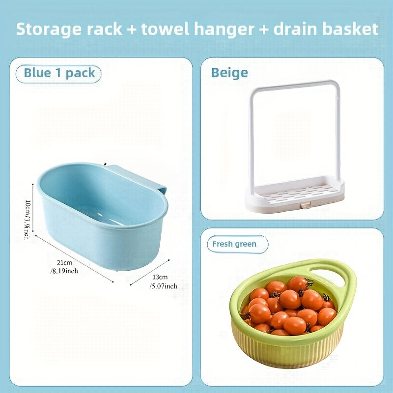 Synthetic Resin Sink Drain Rack Kit for Kitchen Organization and Pool Supplies
