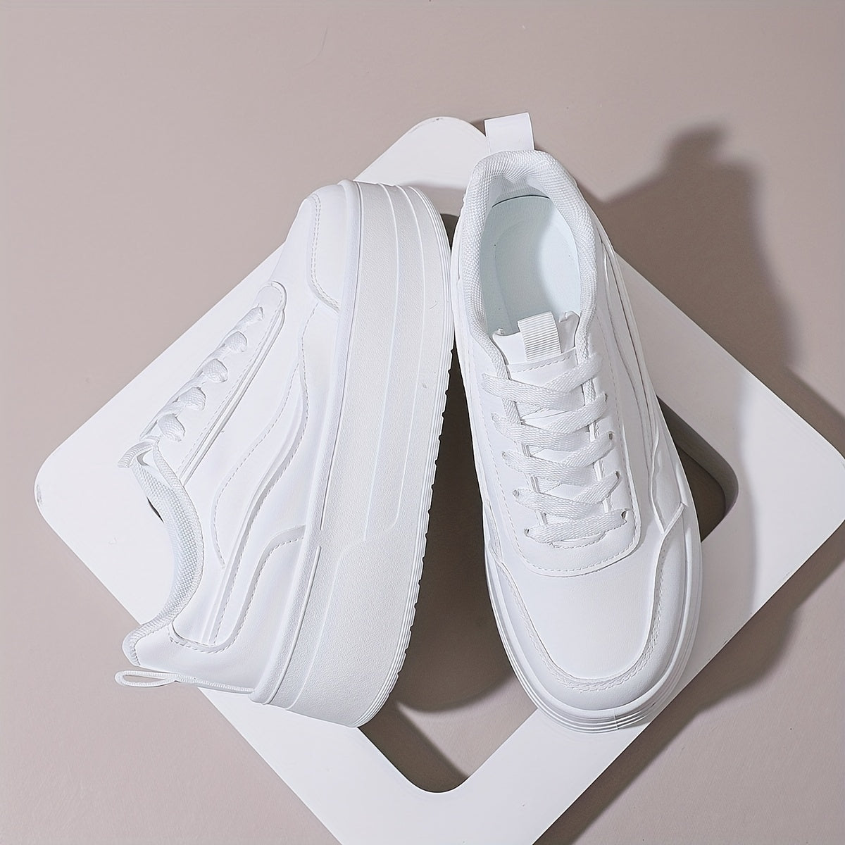Women’s Chunky Platform Sneakers White Casual High Top Shoes