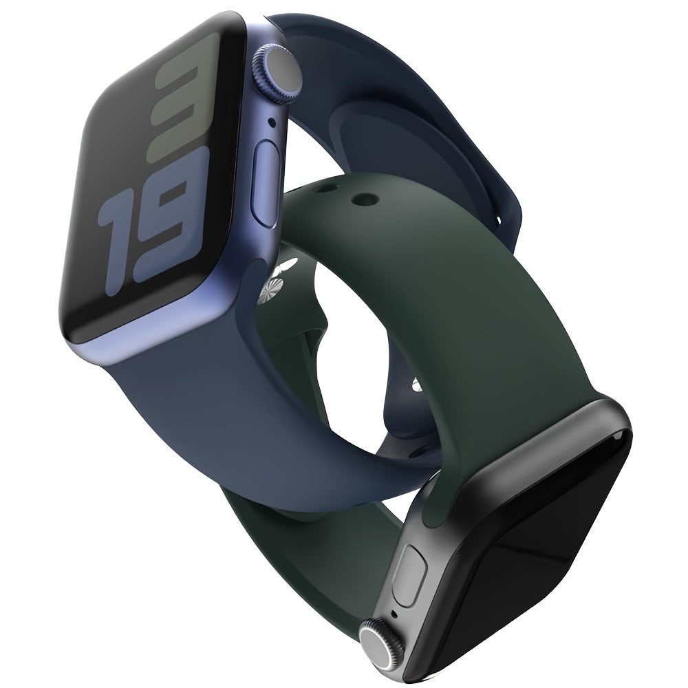 Set of 3 Silicone Sport Watch Bands for Apple Watch Series SE/1-9 Ultra/Ultra 2 Water-Resistant Clasp