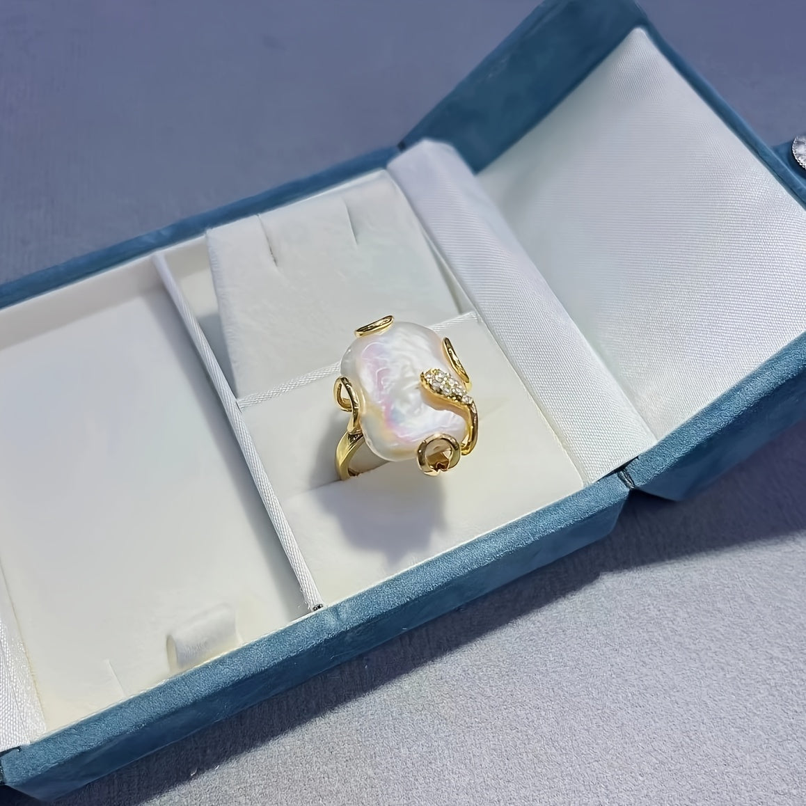 Freshwater Pearl Ring with 14K Gold Plating Copper Base Elegant Jewelry for Daily Wear