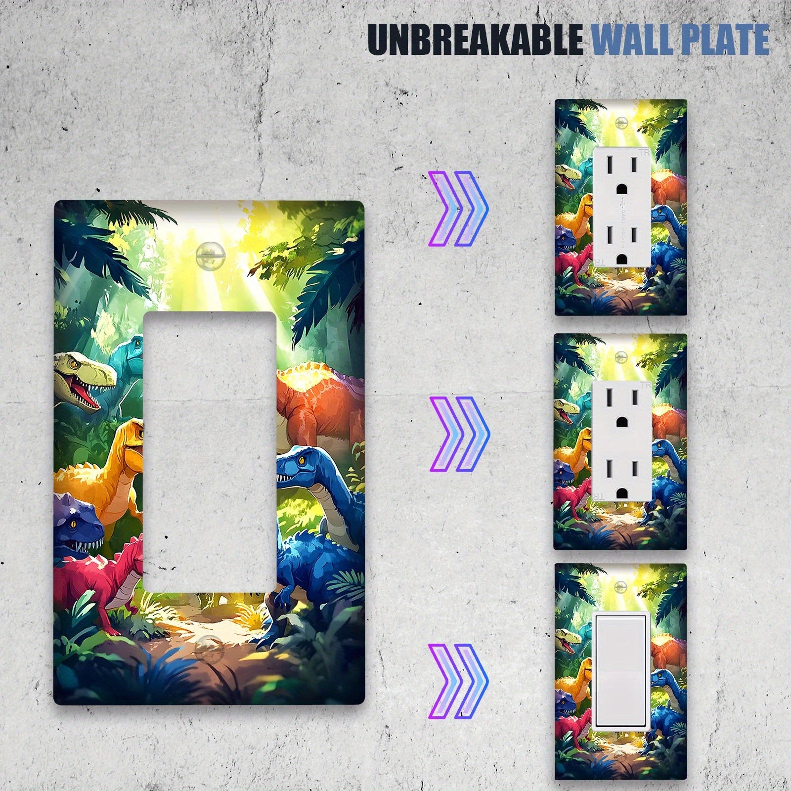 Batareyasiz oson o'rnatish uchun sevimli dinazor naqshli yoritgich. Uy yoritgichi va shift fanlari uchun ideal.