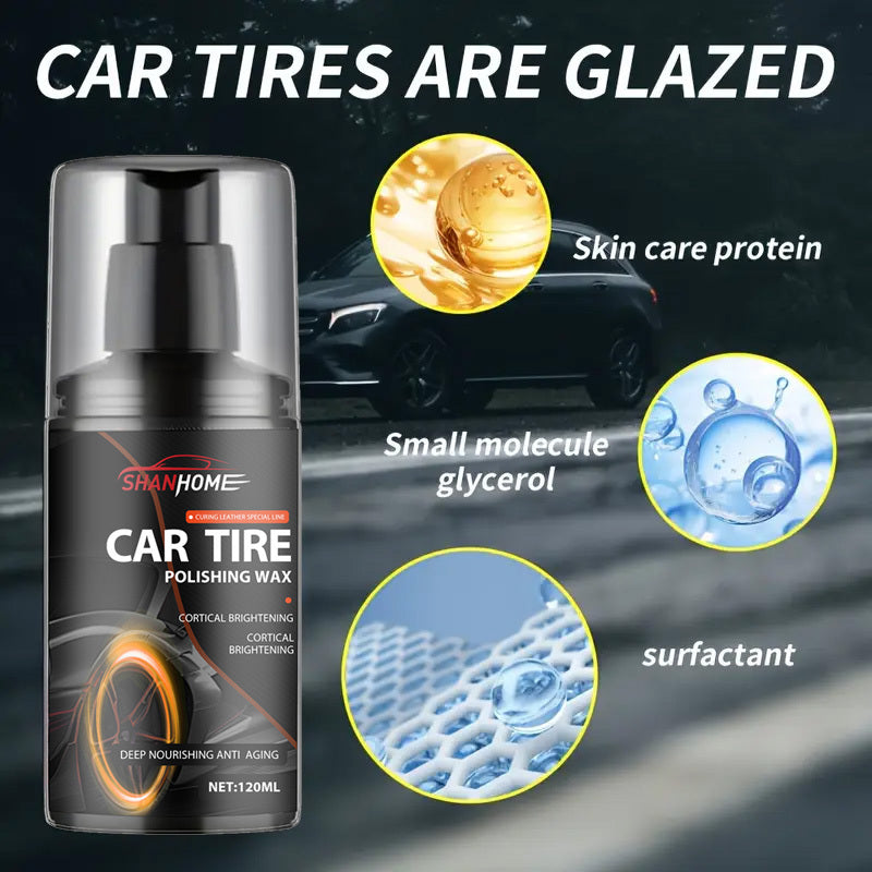 Cera de brillo para neumáticos de coche, protección duradera, realzador de brillo para piezas de plástico