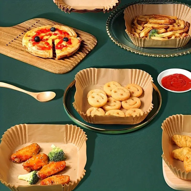 100 Pieces Square Air Fryer Paper Disposable Dinner Plates for Outdoor Use