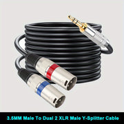 Gold-Plated 3.5mm to XLR Male Audio Cable Pure Copper Dual XLR Connectors for Mobile and PC