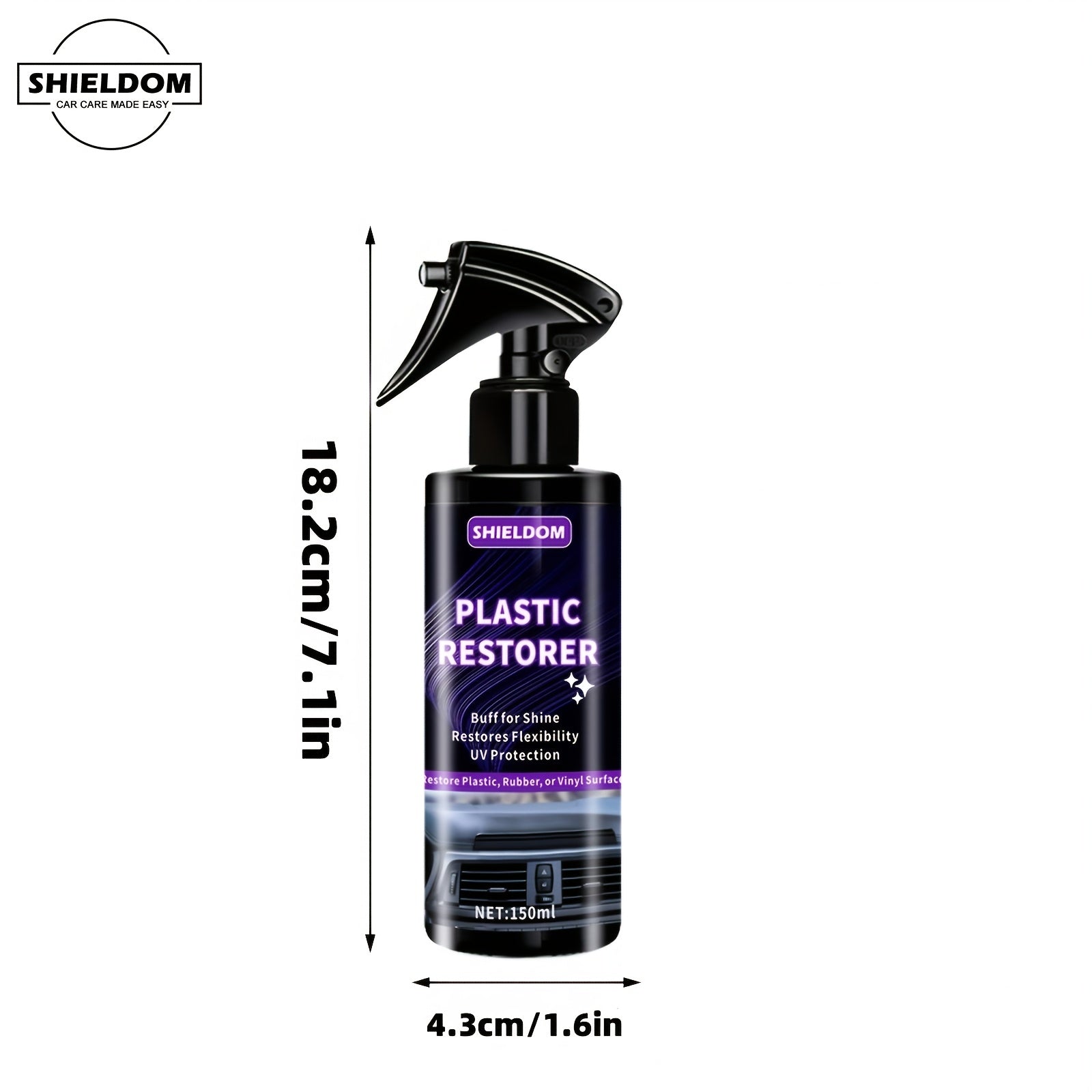 Plastic Restorer Spray for Car Interior Dashboard and Seat Cleaning 5oz