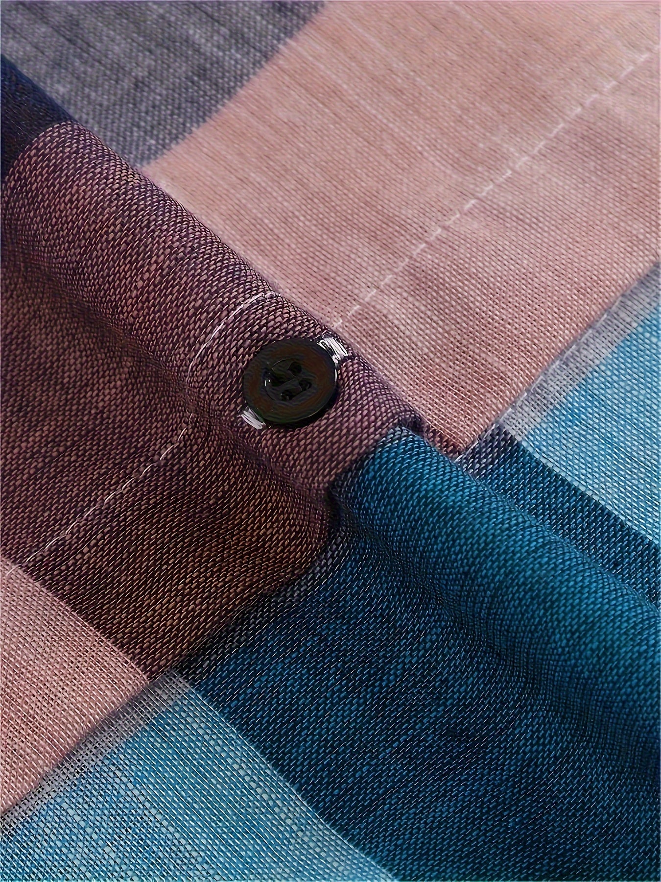 Plus Size Women’s Plaid Shirt Blouse Lightweight Semi-Sheer Button-Up Casual Top