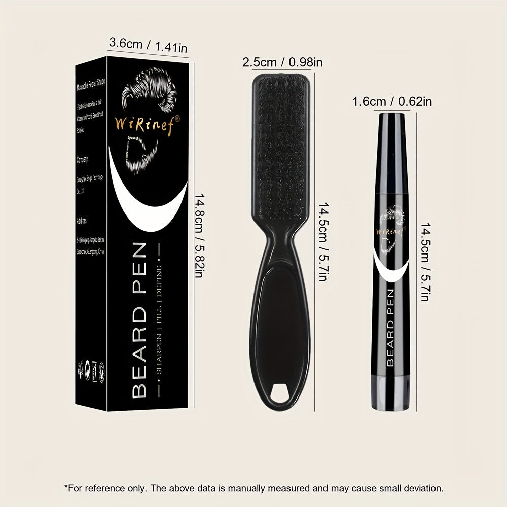 Men Beard Filler Pen Kit with Brush Natural Finish Long-Lasting Fragrance-Free