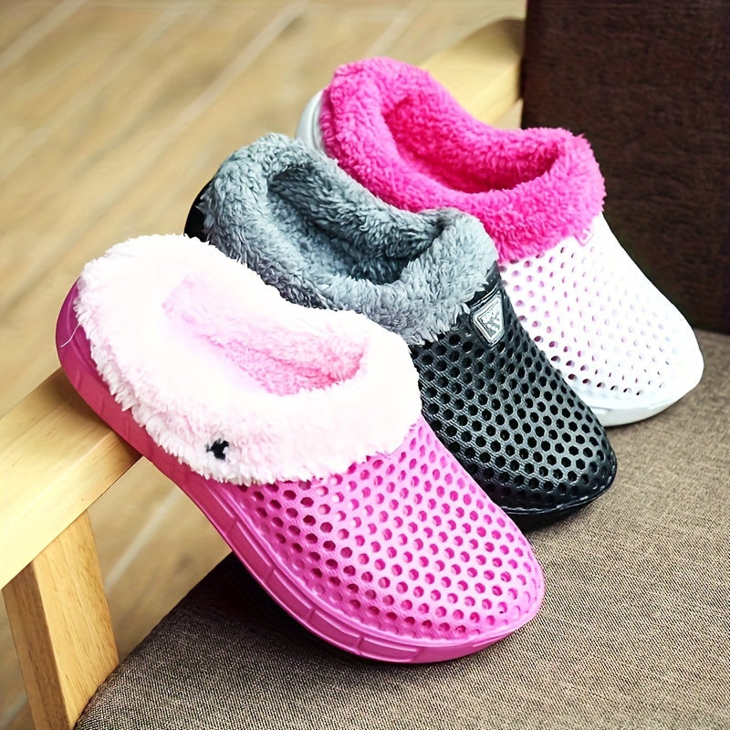 Women's Fleece Lined Winter Slippers Thick EVA Sole Indoor House Shoes