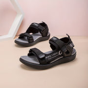 Boys' Black and Gray Breathable Non-Slip Outdoor Sandals with Hook and Loop Closure