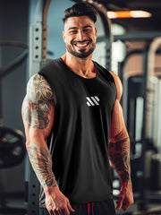 Men's Sleeveless Tank Top with Stripe Pattern Quick Dry Summer Fitness Outdoor Running