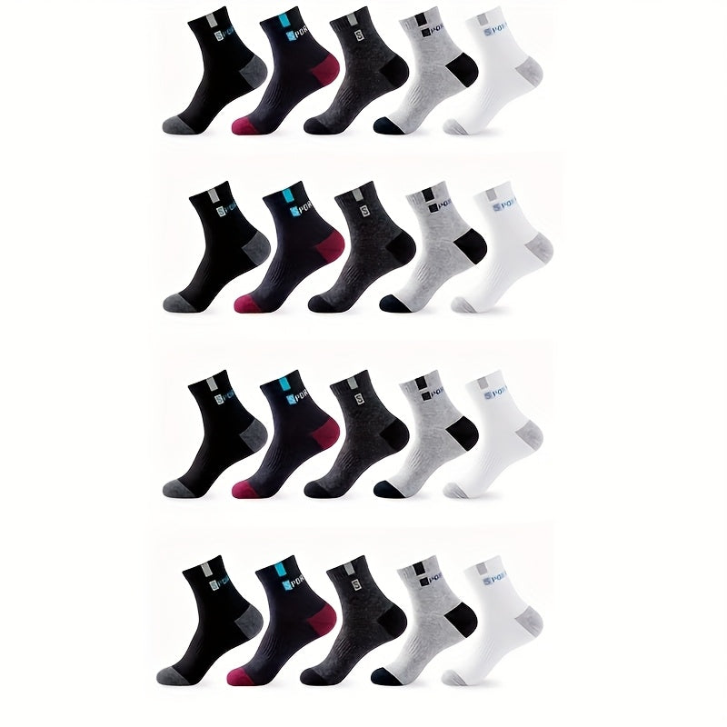 Breathable Sports Crew Socks Men Women Lightweight Knit Polyester with Letter Prints US Size 6-11