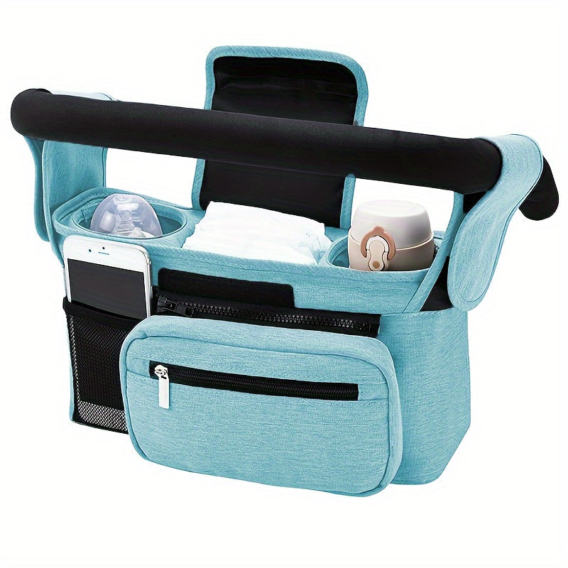 Universal Stroller Organizer with 2 Cup Holders Removable Pockets and Adjustable Straps