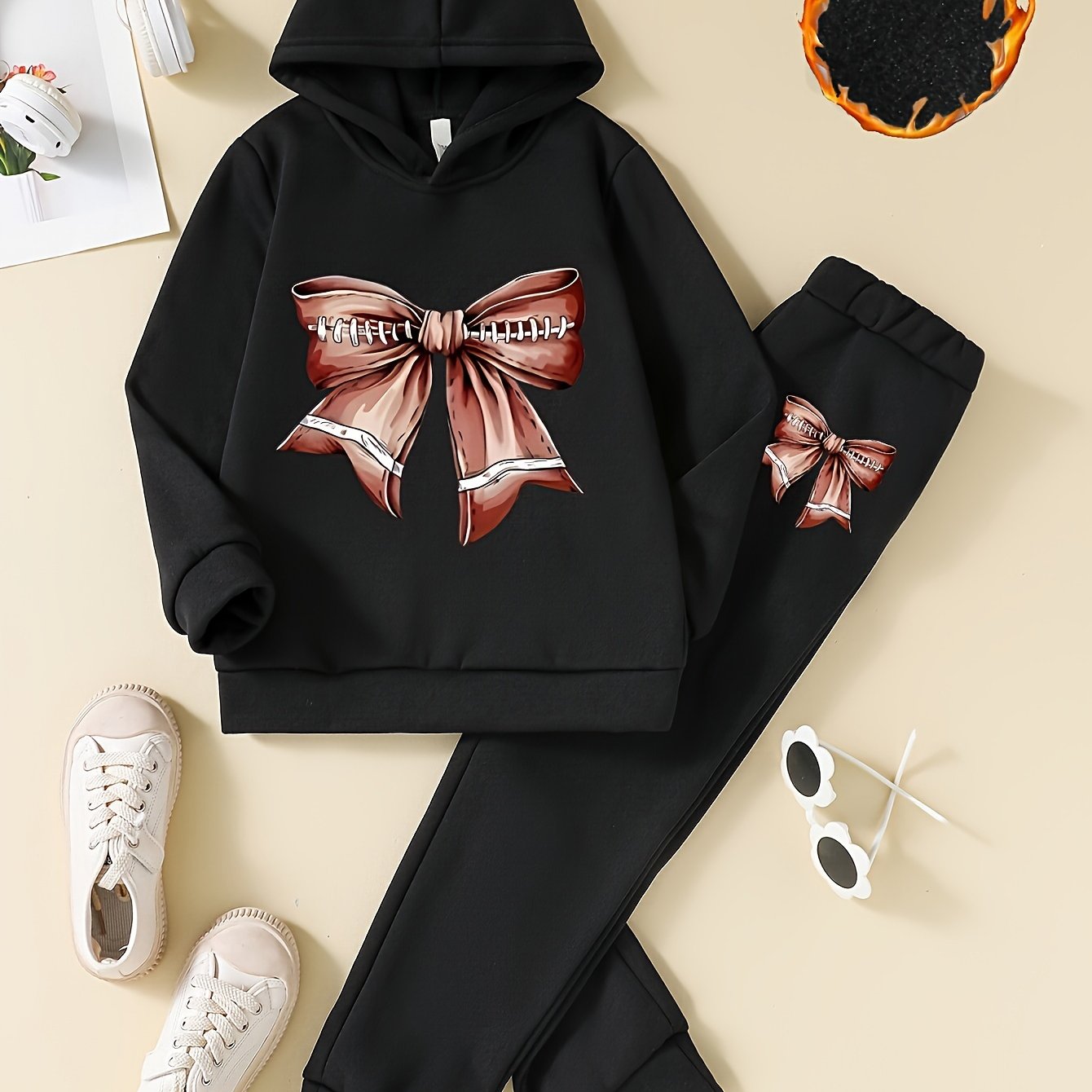 Girls Fleece Hoodie and Joggers Set for Girls 12 and Under Fall Winter Casual