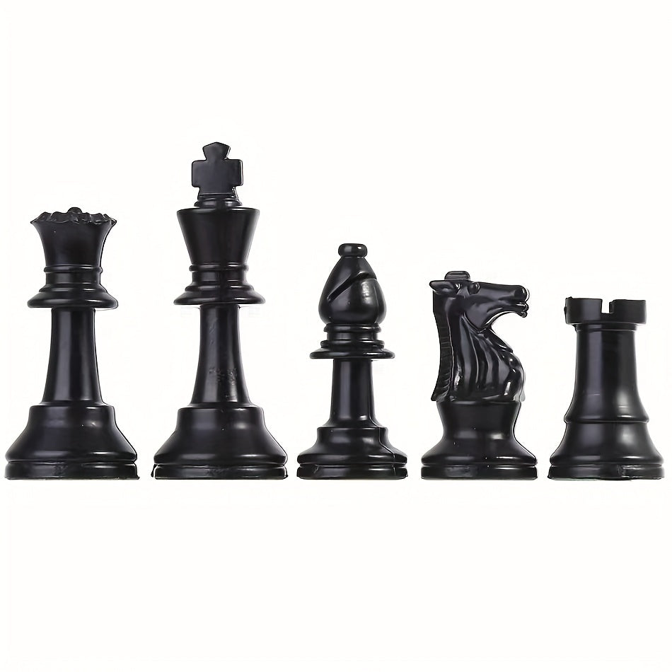 Plastic Chess Set 32 Pieces Black and White King 97mm for Game Entertainment