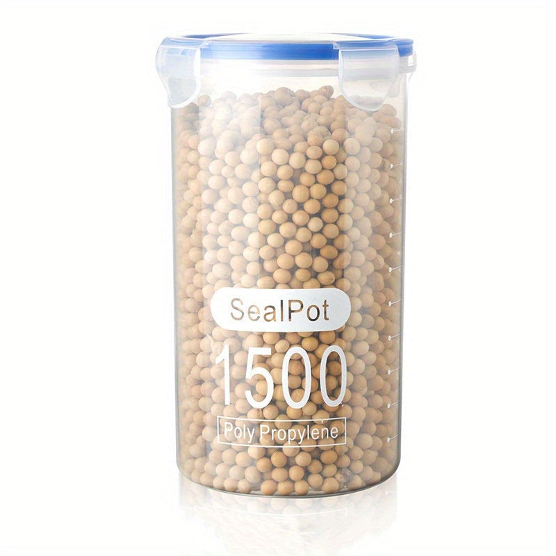 4 ta toza, havo o'tkazmaydigan oziq-ovqat saqlash konteynerlari, qulflangan qopqog'lar bilan, don, guruch, makaron uchun