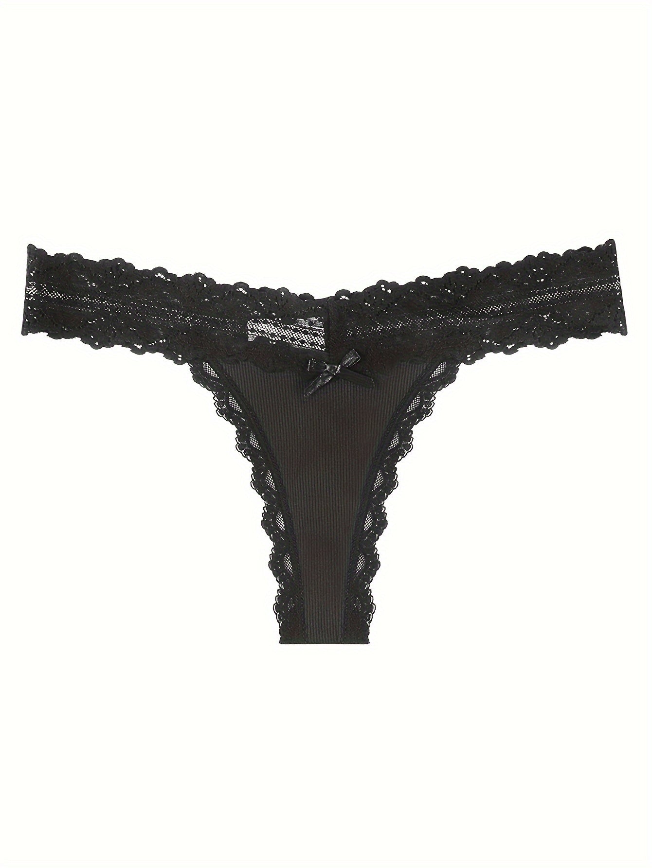 Women’s Lace Thong Plus Size Seamless Low Rise Bow Decor