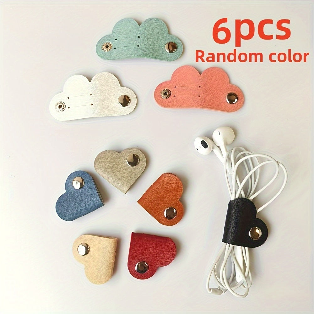Heart-Shaped PVC Leather Cable Organizer Set for Headphones and Charging Cords