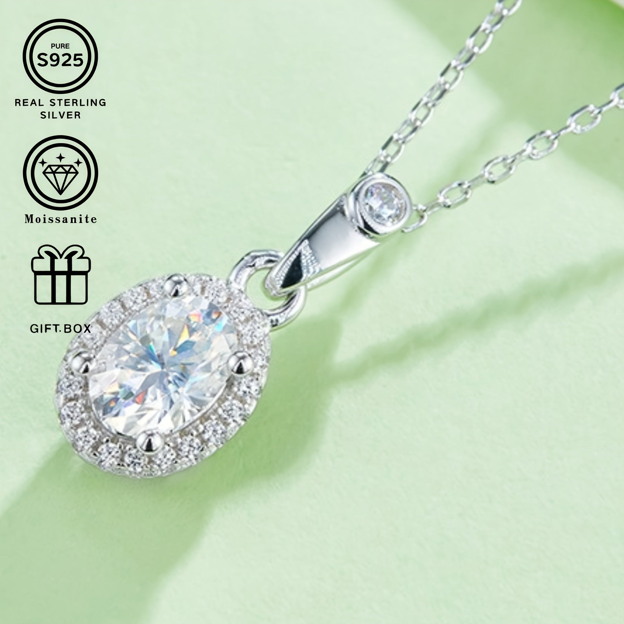 Sterling Silver Moissanite Jewelry Set Necklace and Bracelet 1.0/0.5 Carat Gifts