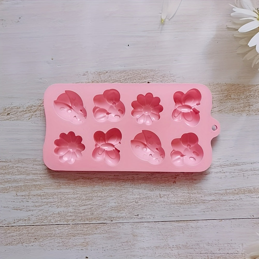 Silicone Mold 8 Cavities Butterfly and Insect Shapes for Cake Decoration and Candy Making