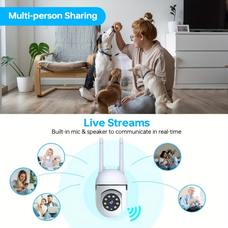 Wireless Security Camera 2MP with 2.4G WiFi Auto Tracking Night Vision Two-Way Audio
