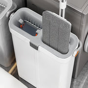 Conjunto de fregona y cubo para uso doméstico con almohadillas de microfibra para limpieza de suelos húmeda y seca