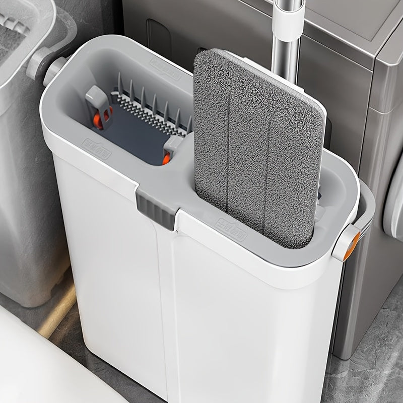 Conjunto de fregona y cubo para uso doméstico con almohadillas de microfibra para limpieza de suelos húmeda y seca