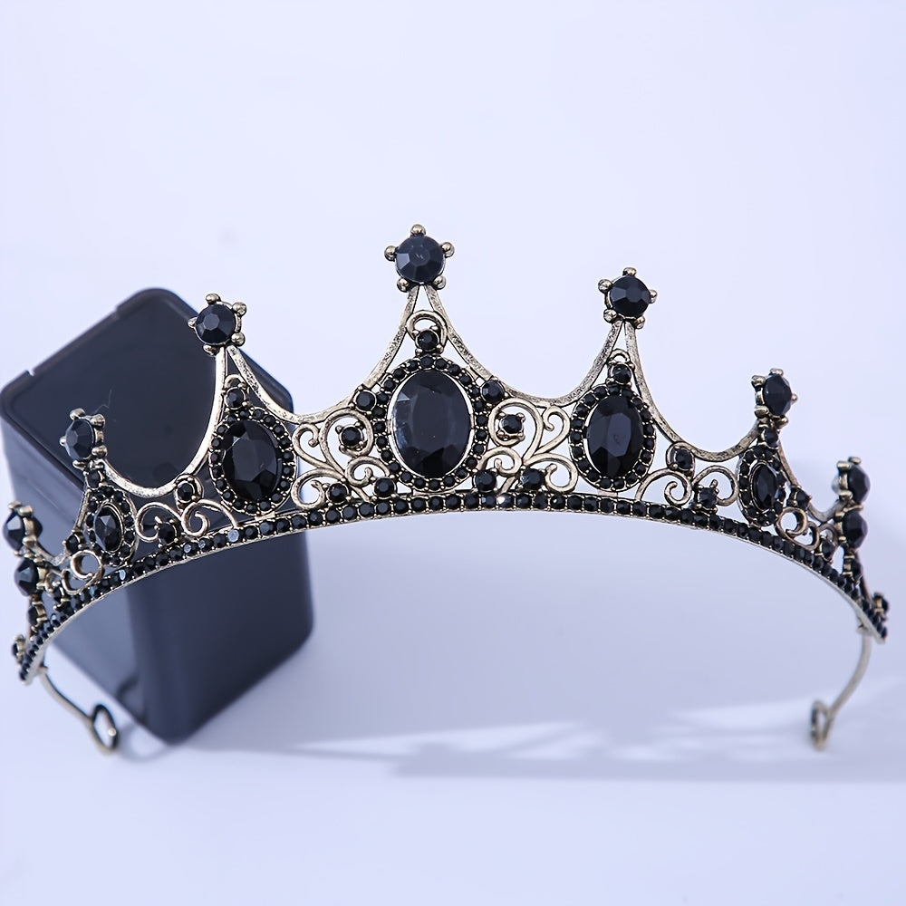 Vintage uslubdagi to'y tiarasi, rhinestones va kristallari bilan, to'ylar va tadbirlar uchun