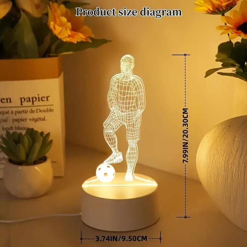Football Player-Shaped Table Lamp with USB LED Night Light for Bedroom Decor