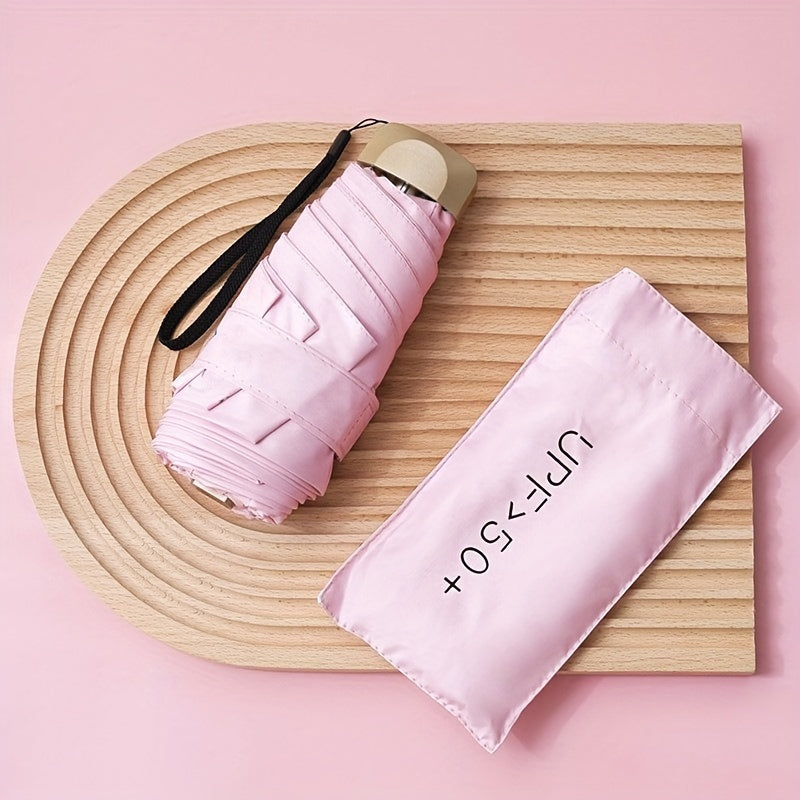 Lightweight Windproof UV Protection Sun Umbrella with Gold Handle and Aluminum Frame